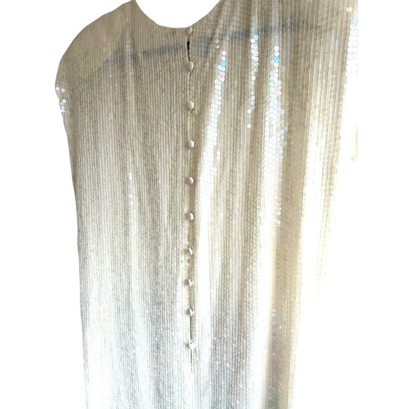 Vintage Sequin Floral & Bird Embellished Dress With Button Back Closure - Picture 5 of 8